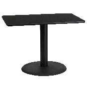 24'' x 42'' Rectangular Black Laminate Table Top with 24'' Round Table Height Base, XU-BLKTB-2442-TR24-GG