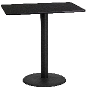 24'' x 42'' Rectangular Black Laminate Table Top with 24'' Round Bar Height Table Base, XU-BLKTB-2442-TR24B-GG