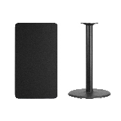 24'' x 42'' Rectangular Black Laminate Table Top with 24'' Round Bar Height Table Base, XU-BLKTB-2442-TR24B-GG