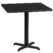 30'' Square Black Laminate Table Top with 22'' x 22'' Table Height Base, XU-BLKTB-3030-T2222-GG