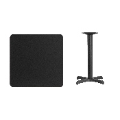 30'' Square Black Laminate Table Top with 22'' x 22'' Table Height Base, XU-BLKTB-3030-T2222-GG
