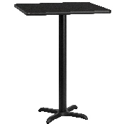 30'' Square Black Laminate Table Top with 22'' x 22'' Bar Height Table Base, XU-BLKTB-3030-T2222B-GG