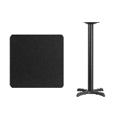 30'' Square Black Laminate Table Top with 22'' x 22'' Bar Height Table Base, XU-BLKTB-3030-T2222B-GG