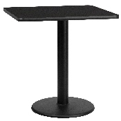 30'' Square Black Laminate Table Top with 18'' Round Table Height Base, XU-BLKTB-3030-TR18-GG