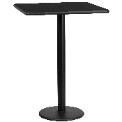 30'' Square Black Laminate Table Top with 18'' Round Bar Height Table Base, XU-BLKTB-3030-TR18B-GG