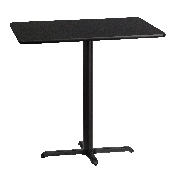 30'' x 42'' Rectangular Black Laminate Table Top with 23.5'' x 29.5'' Bar Height Table Base, XU-BLKTB-3042-T2230B-GG