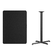 30'' x 42'' Rectangular Black Laminate Table Top with 23.5'' x 29.5'' Bar Height Table Base, XU-BLKTB-3042-T2230B-GG