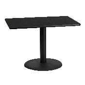 30'' x 42'' Rectangular Black Laminate Table Top with 24'' Round Table Height Base, XU-BLKTB-3042-TR24-GG