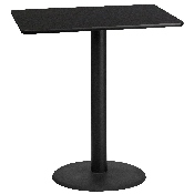 30'' x 42'' Rectangular Black Laminate Table Top with 24'' Round Bar Height Table Base, XU-BLKTB-3042-TR24B-GG