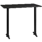 30'' x 48'' Rectangular Black Laminate Table Top with 5'' x 22'' Bar Height Table Bases, XU-BLKTB-3048-T0522B-GG