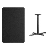 30'' x 48'' Rectangular Black Laminate Table Top with 23.5'' x 29.5'' Table Height Base, XU-BLKTB-3048-T2230-GG