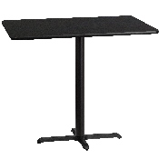 30'' x 48'' Rectangular Black Laminate Table Top with 23.5'' x 29.5'' Bar Height Table Base, XU-BLKTB-3048-T2230B-GG
