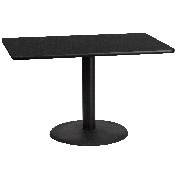 30'' x 48'' Rectangular Black Laminate Table Top with 24'' Round Table Height Base, XU-BLKTB-3048-TR24-GG