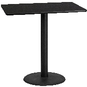 30'' x 48'' Rectangular Black Laminate Table Top with 24'' Round Bar Height Table Base, XU-BLKTB-3048-TR24B-GG