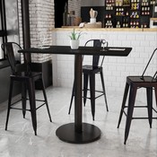 30'' x 48'' Rectangular Black Laminate Table Top with 24'' Round Bar Height Table Base, XU-BLKTB-3048-TR24B-GG