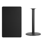 30'' x 48'' Rectangular Black Laminate Table Top with 24'' Round Bar Height Table Base, XU-BLKTB-3048-TR24B-GG