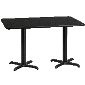 30'' x 60'' Rectangular Black Laminate Table Top with 22'' x 22'' Table Height Bases, XU-BLKTB-3060-T2222-GG