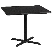 36'' Square Black Laminate Table Top with 30'' x 30'' Table Height Base, XU-BLKTB-3636-T3030-GG