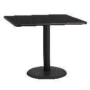 36'' Square Black Laminate Table Top with 24'' Round Table Height Base, XU-BLKTB-3636-TR24-GG