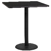 36'' Square Black Laminate Table Top with 24'' Round Bar Height Table Base, XU-BLKTB-3636-TR24B-GG