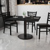 42'' Square Black Laminate Table Top with 24'' Round Table Height Base, XU-BLKTB-4242-TR24-GG