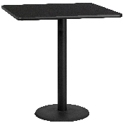 42'' Square Black Laminate Table Top with 24'' Round Bar Height Table Base, XU-BLKTB-4242-TR24B-GG