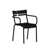 Nash Commercial Grade Black Steel Indoor-Outdoor Stackable Chair with 2 Slats and Arms, XU-CH-10318-ARM-BK-GG