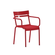 Nash Commercial Grade Red Steel Indoor-Outdoor Stackable Chair with 2 Slats and Arms, XU-CH-10318-ARM-RED-GG