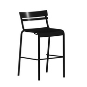 Nash Commercial Grade Black Metal Indoor-Outdoor Bar Height Stool with 2 Slats, XU-CH-10318-B-BK-GG