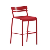 Nash Commercial Grade Red Metal Indoor-Outdoor Bar Height Stool with 2 Slats, XU-CH-10318-B-RED-GG