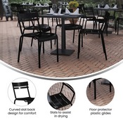 Nash Commercial Grade Steel Stack Chair, Indoor-Outdoor Armless Chair with 2 Slat Back in Black, XU-CH-10318-BK-GG