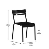 Nash Commercial Grade Steel Stack Chair, Indoor-Outdoor Armless Chair with 2 Slat Back in Black, XU-CH-10318-BK-GG