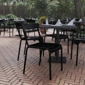 Nash Commercial Grade Steel Stack Chair, Indoor-Outdoor Armless Chair with 2 Slat Back in Black, XU-CH-10318-BK-GG