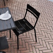 Nash Commercial Grade Steel Stack Chair, Indoor-Outdoor Armless Chair with 2 Slat Back in Black, XU-CH-10318-BK-GG