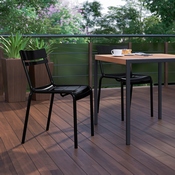 Nash Commercial Grade Steel Stack Chair, Indoor-Outdoor Armless Chair with 2 Slat Back in Black, XU-CH-10318-BK-GG