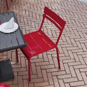 Nash Commercial Grade Steel Stack Chair, Indoor-Outdoor Armless Chair with 2 Slat Back in Red, XU-CH-10318-RED-GG