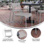Nash Commercial Grade Steel Stack Chair, Indoor-Outdoor Armless Chair with 2 Slat Back in Quicksilver, XU-CH-10318-SIL-GG