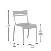 Nash Commercial Grade Steel Stack Chair, Indoor-Outdoor Armless Chair with 2 Slat Back in Quicksilver, XU-CH-10318-SIL-GG