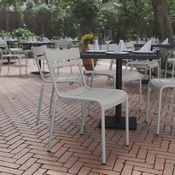 Nash Commercial Grade Steel Stack Chair, Indoor-Outdoor Armless Chair with 2 Slat Back in Quicksilver, XU-CH-10318-SIL-GG