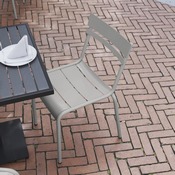 Nash Commercial Grade Steel Stack Chair, Indoor-Outdoor Armless Chair with 2 Slat Back in Quicksilver, XU-CH-10318-SIL-GG