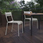 Nash Commercial Grade Steel Stack Chair, Indoor-Outdoor Armless Chair with 2 Slat Back in Quicksilver, XU-CH-10318-SIL-GG