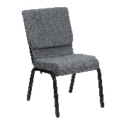 HERCULES Series 18.5''W Stacking Church Chair in Gray Fabric - Gold Vein Frame, XU-CH-60096-BEIJING-GY-GG