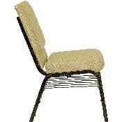 HERCULES Series 18.5''W Church Chair in Beige Patterned Fabric with Book Rack - Gold Vein Frame, XU-CH-60096-BGE-BAS-GG