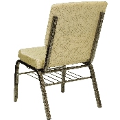 HERCULES Series 18.5''W Church Chair in Beige Patterned Fabric with Book Rack - Gold Vein Frame, XU-CH-60096-BGE-BAS-GG
