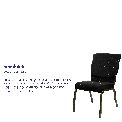 HERCULES Series 18.5''W Stacking Church Chair in Black Dot Patterned Fabric - Gold Vein Frame, XU-CH-60096-BK-GG