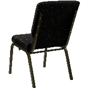 HERCULES Series 18.5''W Stacking Church Chair in Black Dot Patterned Fabric - Gold Vein Frame, XU-CH-60096-BK-GG