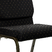 HERCULES Series 18.5''W Stacking Church Chair in Black Dot Patterned Fabric - Gold Vein Frame, XU-CH-60096-BK-GG