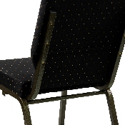 HERCULES Series 18.5''W Stacking Church Chair in Black Dot Patterned Fabric - Gold Vein Frame, XU-CH-60096-BK-GG