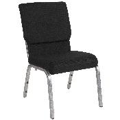 HERCULES Series 18.5''W Stacking Church Chair in Black Fabric - Silver Vein Frame, XU-CH-60096-BK-SV-GG