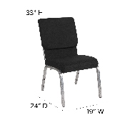 HERCULES Series 18.5''W Stacking Church Chair in Black Fabric - Silver Vein Frame, XU-CH-60096-BK-SV-GG